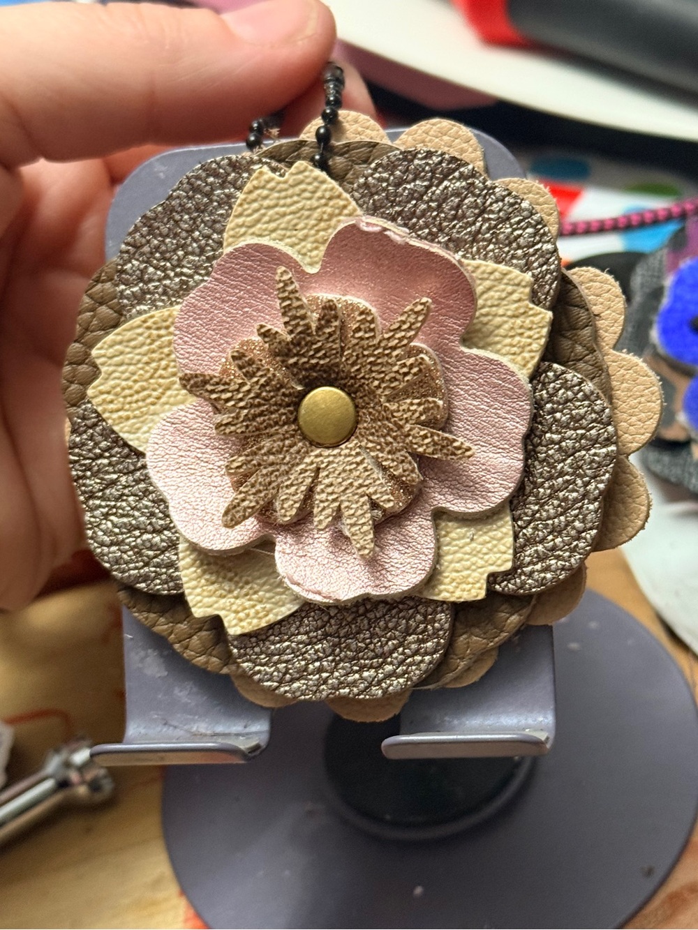 Handmade Floral Bag Charm - Picture 2 of 3